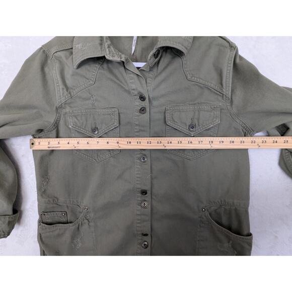 Free People Moonchild Women's Oversized Jacket Size Small Olive Green Distressed - Picture 13 of 15